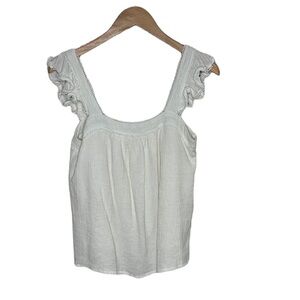 The Impeccable Pig White Ruffle Tank Top Women Size M